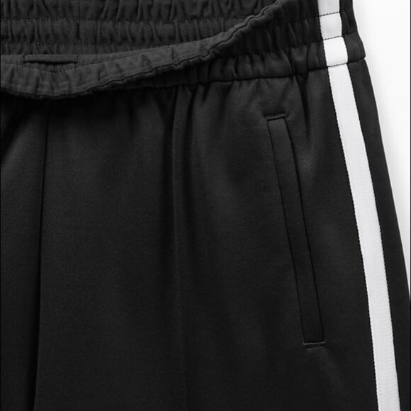 Athleta Tempo Mid Rise Wide Leg Track Pant Color Black/White - Picture 3 of 4